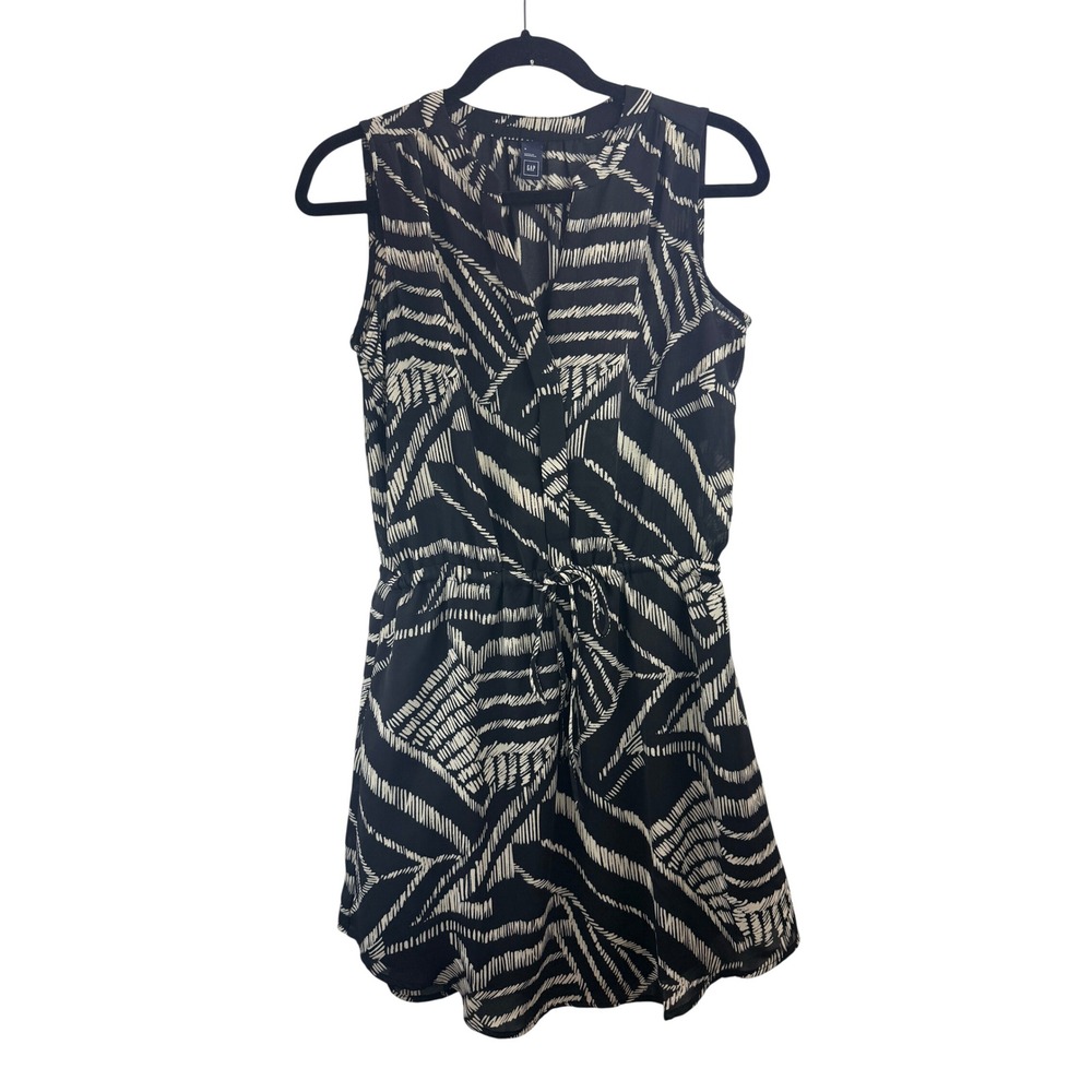 Gap Womens Sleeveless Black White Abstract Geometric Print Mini Dress Sz S Comfy
